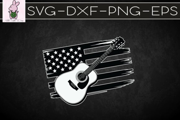 Acoustic Guitar in US Flag Guitar SVG Crafts Graphics