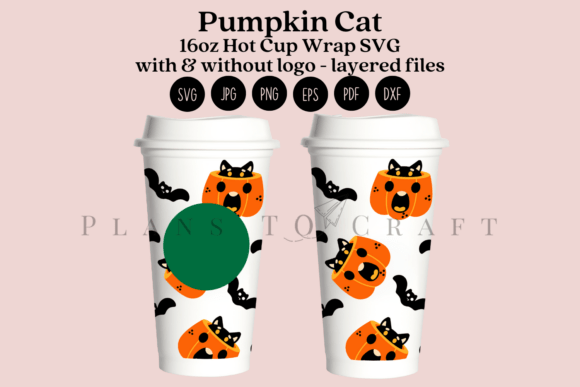 Pumpkin Cat Halloween Graphics & Crafts Cup Wrap