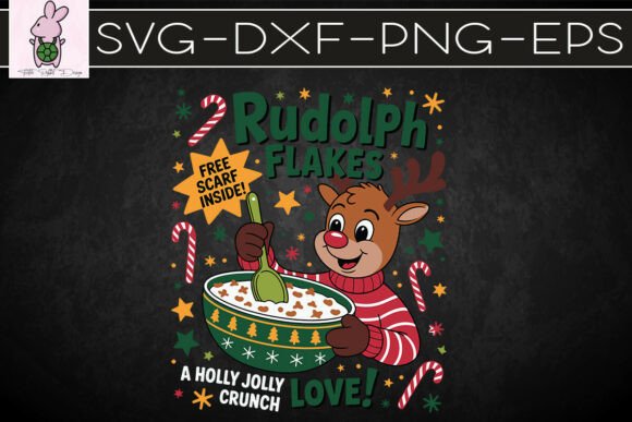 Rudolph Flakes Festive Holiday SVG: Graphics & Print Templates